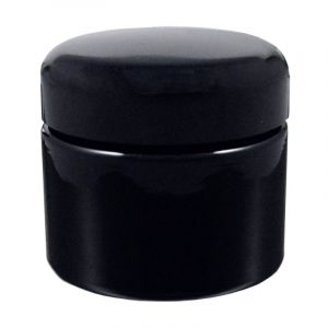Miron Violet Glass Wide Neck Cosmetic/Herb Jar 50ml (Standard) with Black Lid