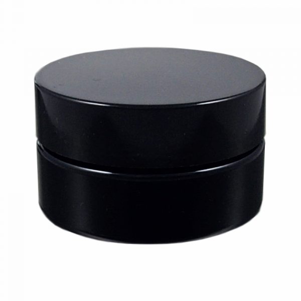 Miron Violet Glass Wide Neck Cosmetic/Herb Jar 30ml (Wide) with Black Lid