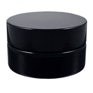 Miron Violet Glass Wide Neck Cosmetic/Herb Jar 50ml (Wide) with Black Lid