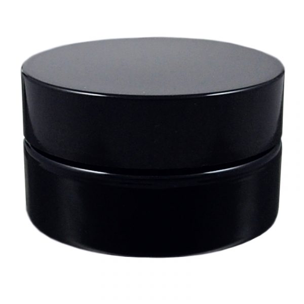 Miron Violet Glass Wide Neck Cosmetic/Herb Jar 50ml (Wide) with Black Lid